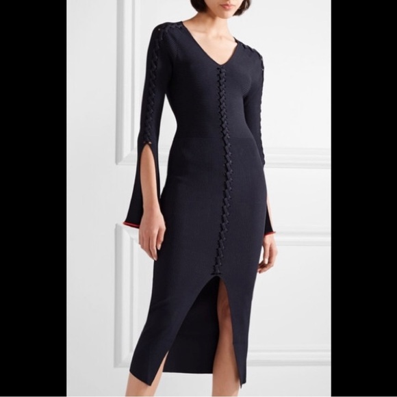 OPENING CEREMONY ~ Blue Ribbed Knit Criss-Cross Dress ~ And Those Sleeves! ~ S - Picture 3 of 11